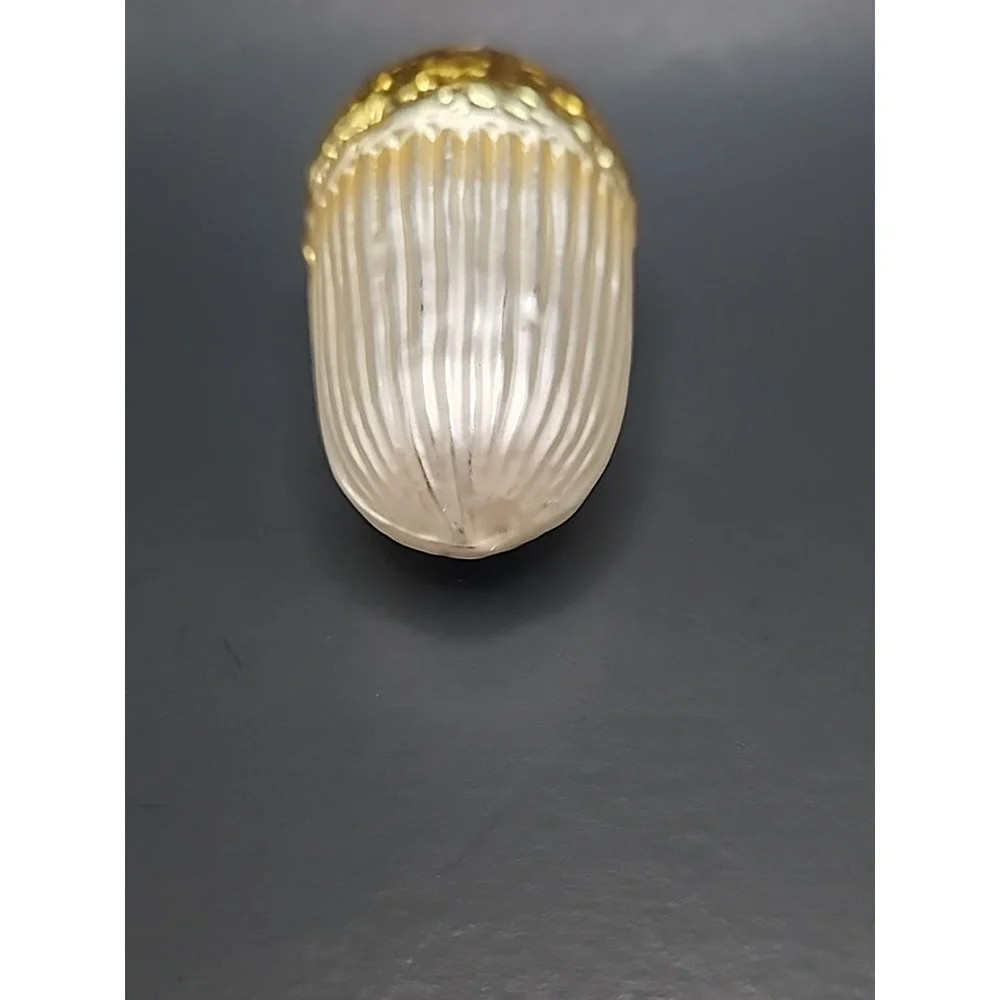 Vintage Acorn Goldtoned Textured‎ Hand Blown Glass German Christmas Ornament